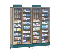 DISPLAY SHOWCASE WITH TRANSPARENT GLASS DOORS